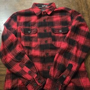 Denim & Flower Red and Black Plaid Casual Button Down Shirt